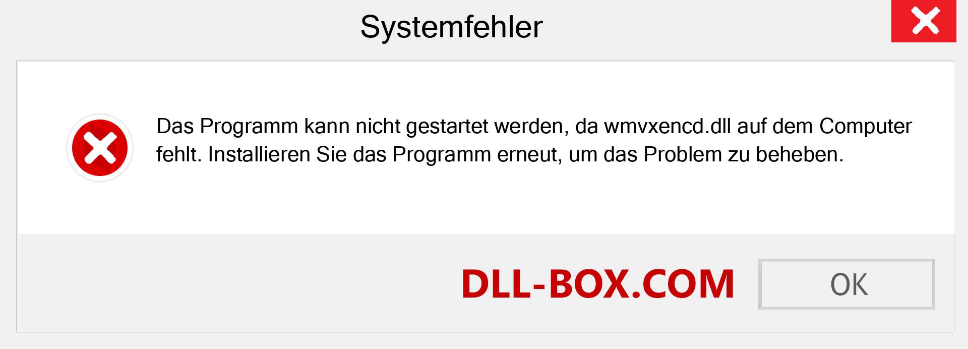 wmvxencd.dll-Datei fehlt?. Download für Windows 7, 8, 10 - Fix wmvxencd dll Missing Error unter Windows, Fotos, Bildern